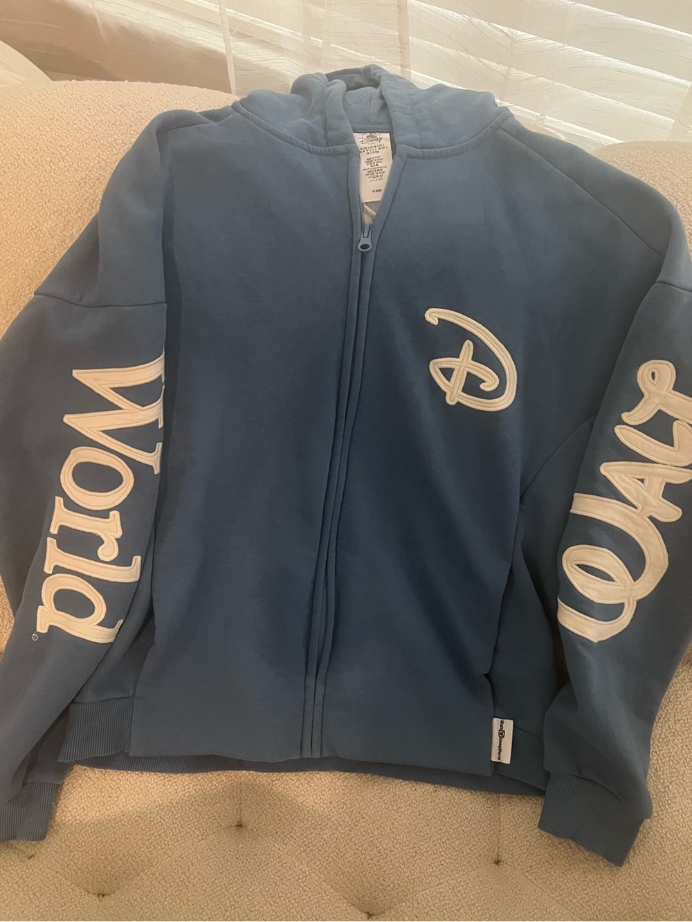 Disney Blue Full-Zip Hoodie with White Script